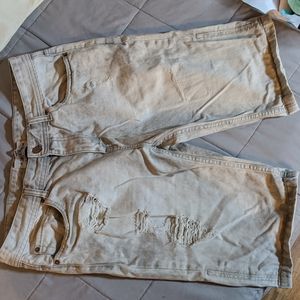 Acid washed denim shorts